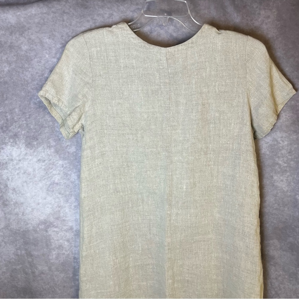 Sunbelt Beige Linen Shift Dress Summery Rustic Minimalist Medium Pockets - Picture 7 of 15